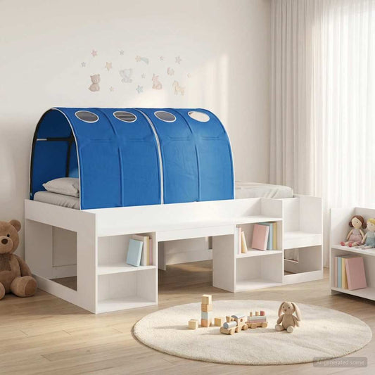 Letto con Tunnel 3 pz Bianco e Blu Legno ingegnerizzato | homemem39