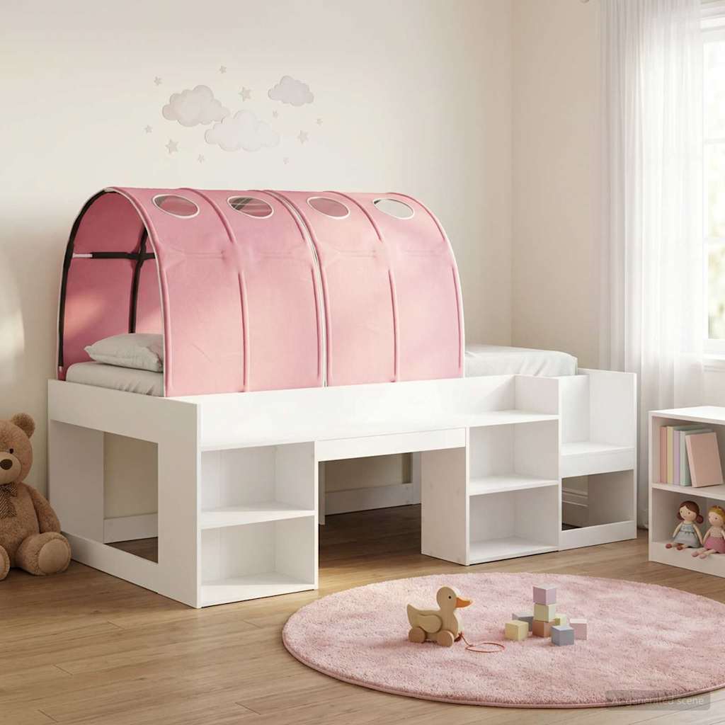 Letto con Tunnel 3 pz Bianco e Rosa Legno ingegnerizzato | homemem39