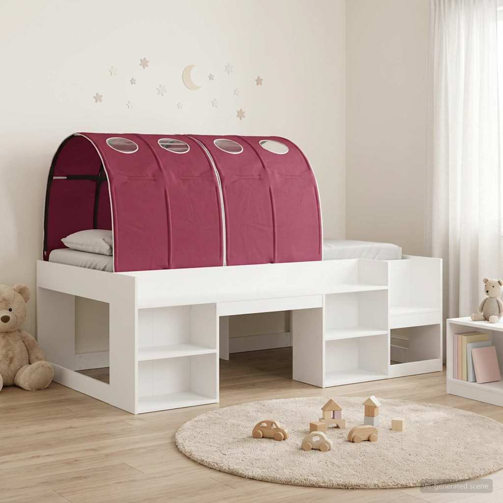 Letto con Tunnel 3 pz Bianco e Rosso Legno ingegnerizzato | homemem39