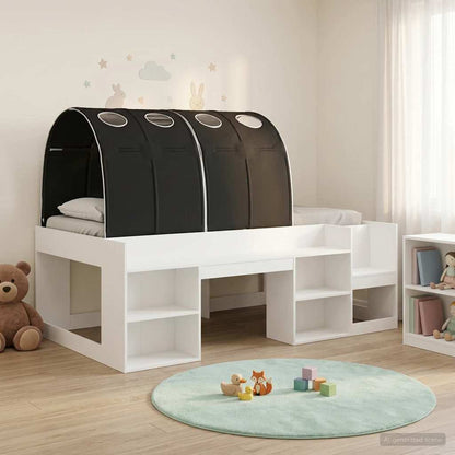 Letto con Tunnel 3 pz Bianco e Nero Legno ingegnerizzato | homemem39
