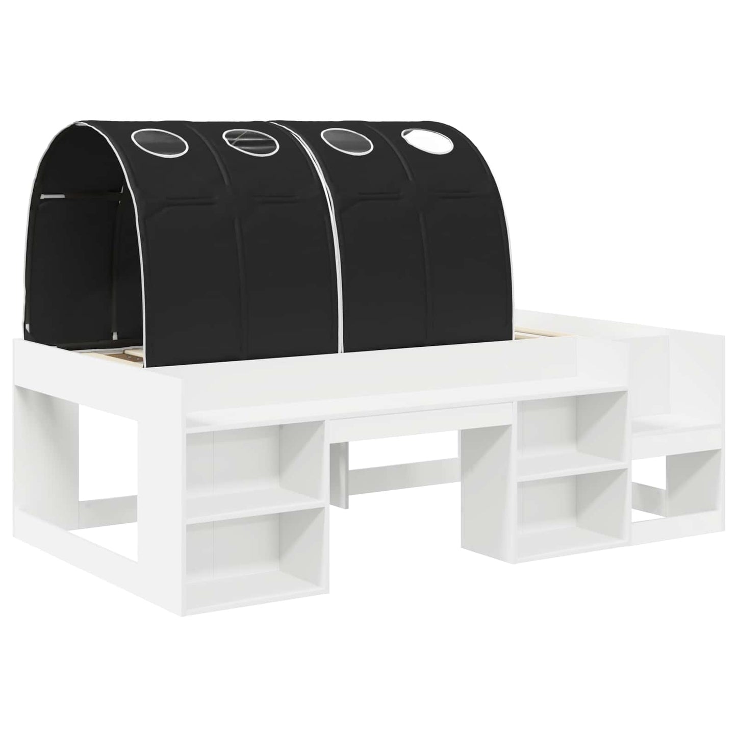 Letto con Tunnel 3 pz Bianco e Nero Legno ingegnerizzato | homemem39