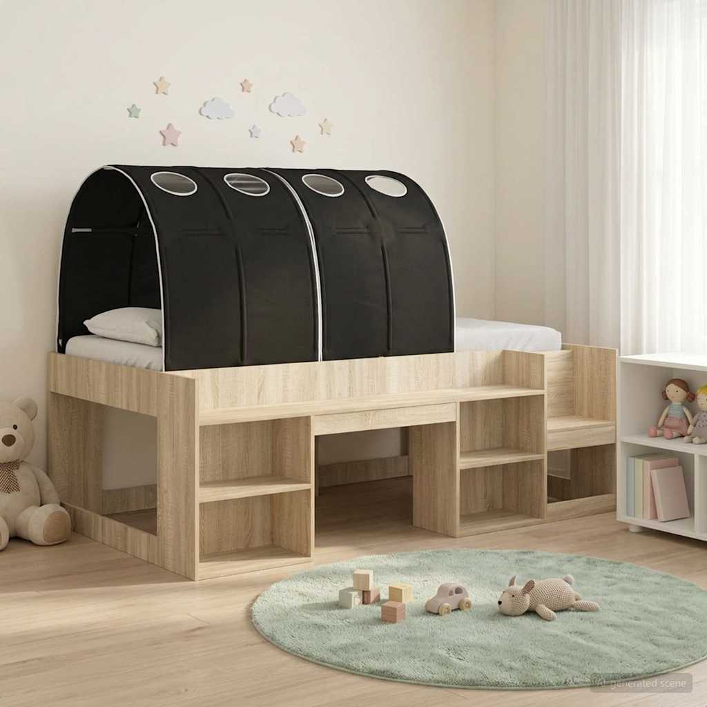 Letto con Tunnel 3 pz Rovere Sonoma e Nero Legno ingegnerizzato | homemem39