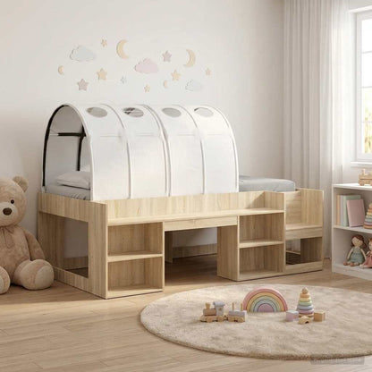 Letto con Tunnel con lo scaffale 3 pz Rovere Sonoma e Bianco | homemem39