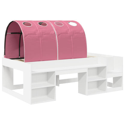 Letto con Tunnel 3 pz Bianco e Rosa Legno multistrato | homemem39