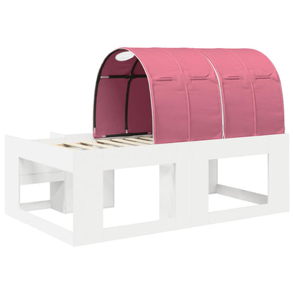 Letto con Tunnel 3 pz Bianco e Rosa Legno multistrato | homemem39