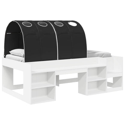 Letto con Tunnel 3 pz Bianco e Nero Legno multistrato | homemem39