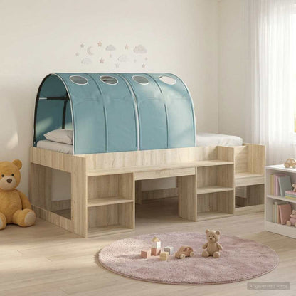 Letto con Tunnel 3 pz Rovere Sonoma e Azzurro Legno multistrato | homemem39