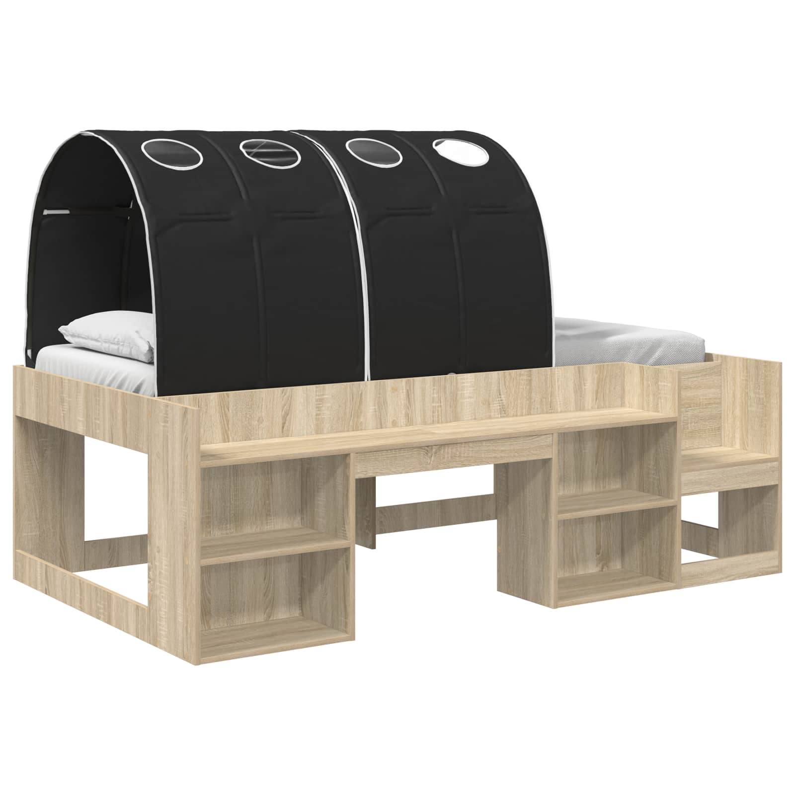 Letto con Tunnel 3 pz Rovere Sonoma e Nero Legno multistrato | homemem39