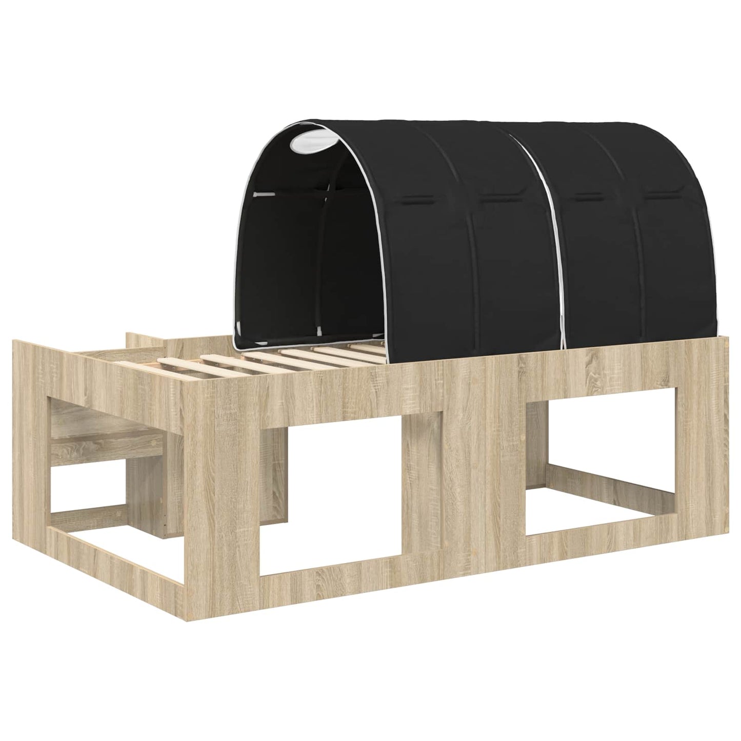 Letto con Tunnel 3 pz Rovere Sonoma e Nero Legno multistrato | homemem39
