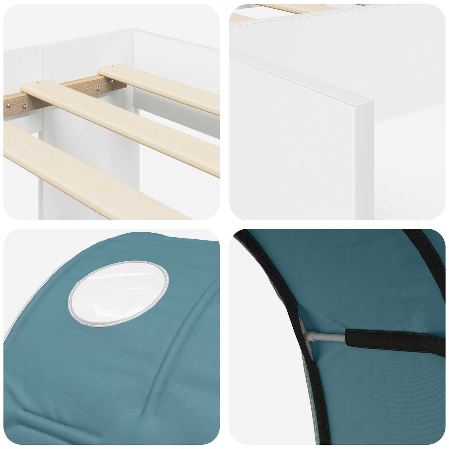 Letto con Tunnel 3 pz Bianco e azzurro Legno multistrato | homemem39