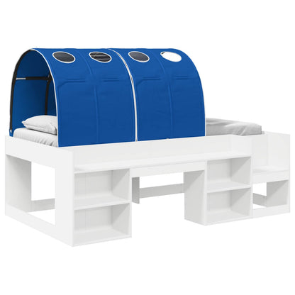 Letto con Tunnel 3 pz Bianco e Blu Legno multistrato | homemem39