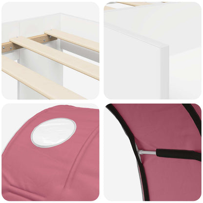 Letto con Tunnel 3 pz Bianco e Rosa Legno multistrato | homemem39