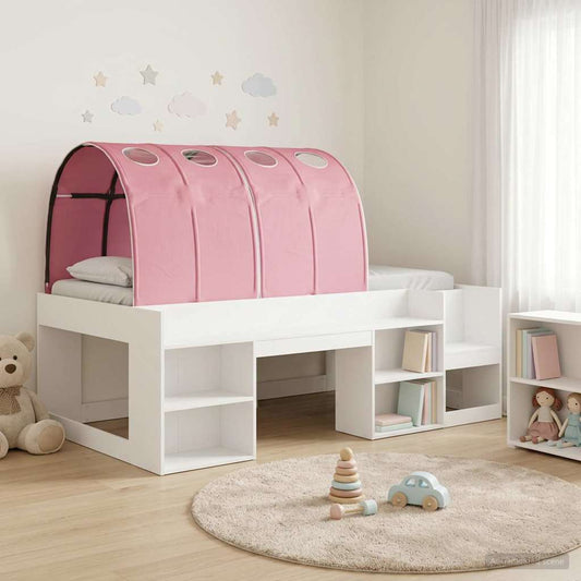 Letto con Tunnel 3 pz Bianco e Rosa Legno ingegnerizzato
