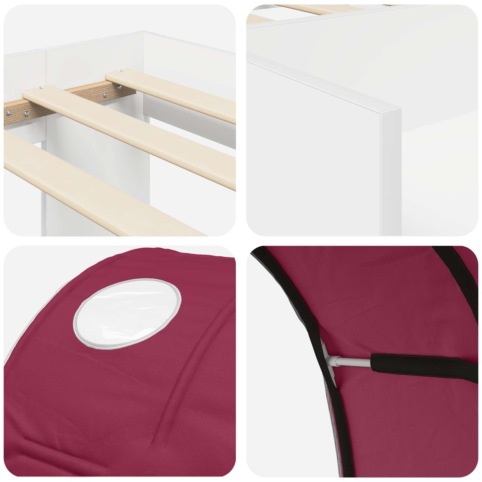 Letto con Tunnel 3 pz Bianco e Rosso Legno multistrato | homemem39