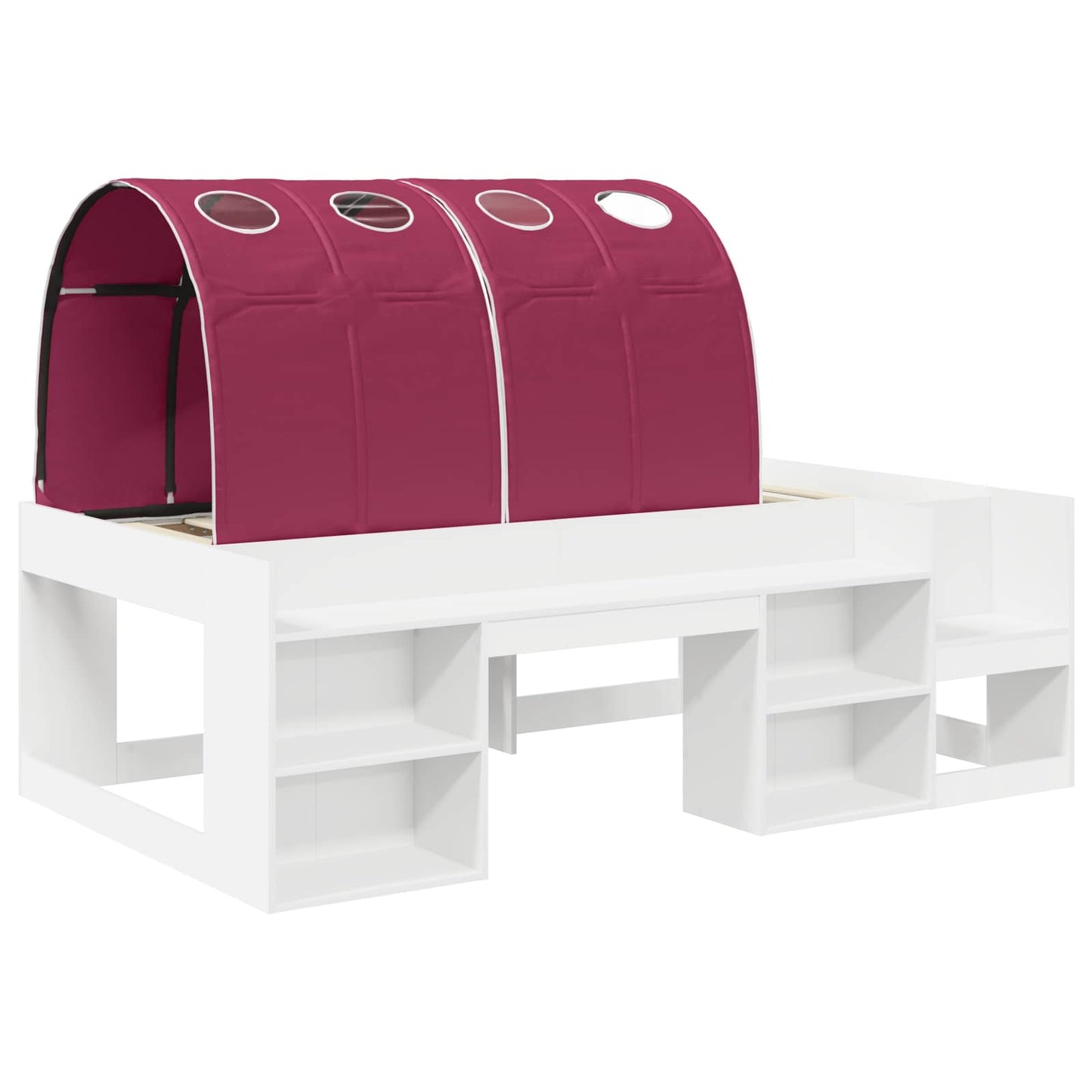 Letto con Tunnel 3 pz Bianco e Rosso Legno multistrato | homemem39