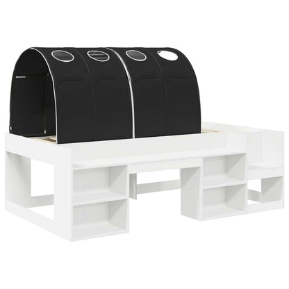 Letto con Tunnel 3 pz Bianco e Nero Legno multistrato | homemem39