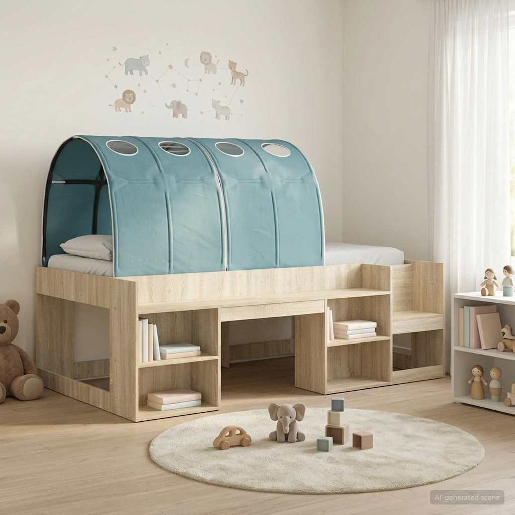 Letto con Tunnel 3 pz Rovere Sonoma e Azzurro Legno multistrato | homemem39