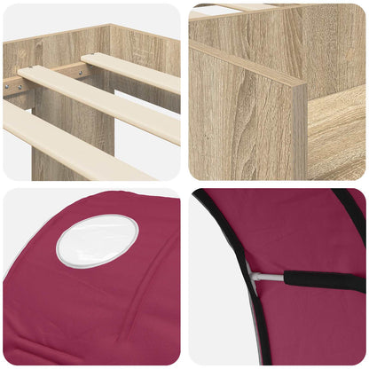 Letto con Tunnel 3 pz Rovere Sonoma e Rosso Legno multistrato | homemem39