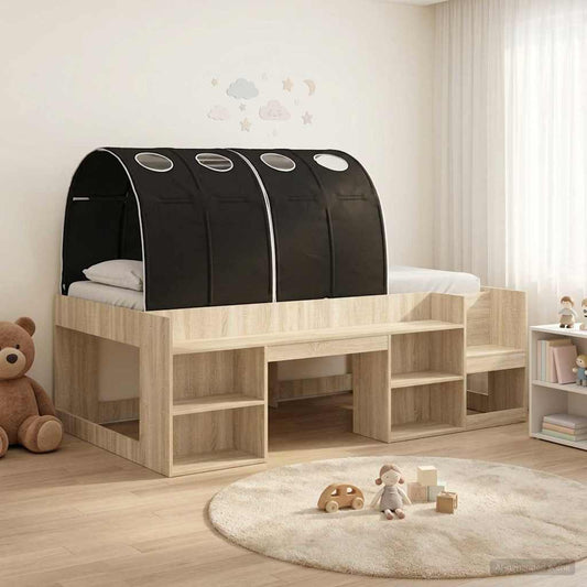 Letto con Tunnel 3 pz Rovere Sonoma e Nero Legno multistrato | homemem39