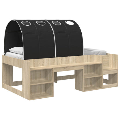 Letto con Tunnel 3 pz Rovere Sonoma e Nero Legno multistrato | homemem39