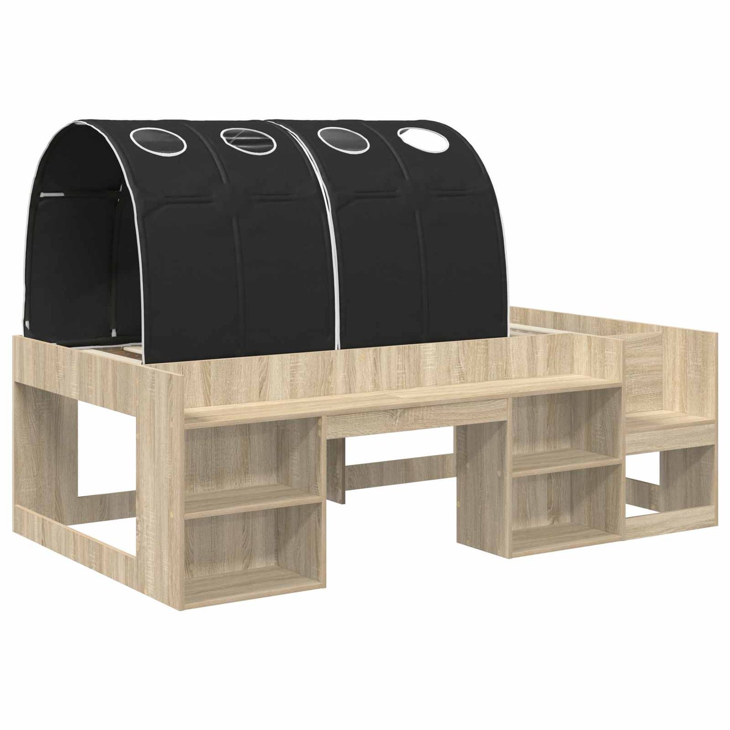 Letto con Tunnel 3 pz Rovere Sonoma e Nero Legno multistrato | homemem39