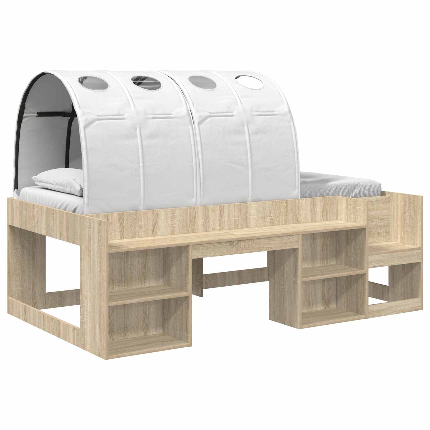 Letto con Tunnel 3 pz Rovere Sonoma e Bianco Legno multistrato | homemem39