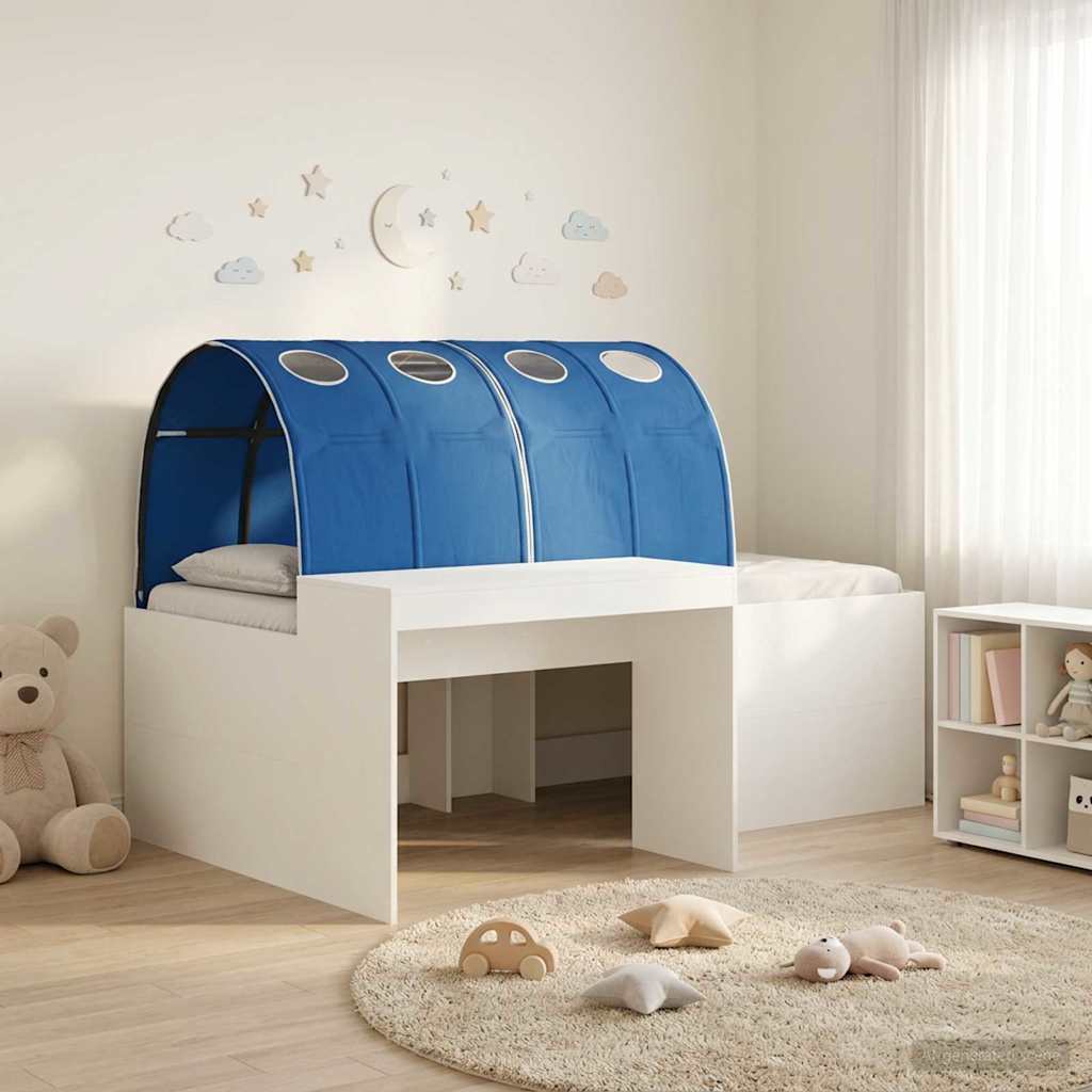 Letto con Tunnel 3 pz Bianco e Blu Legno multistrato | homemem39