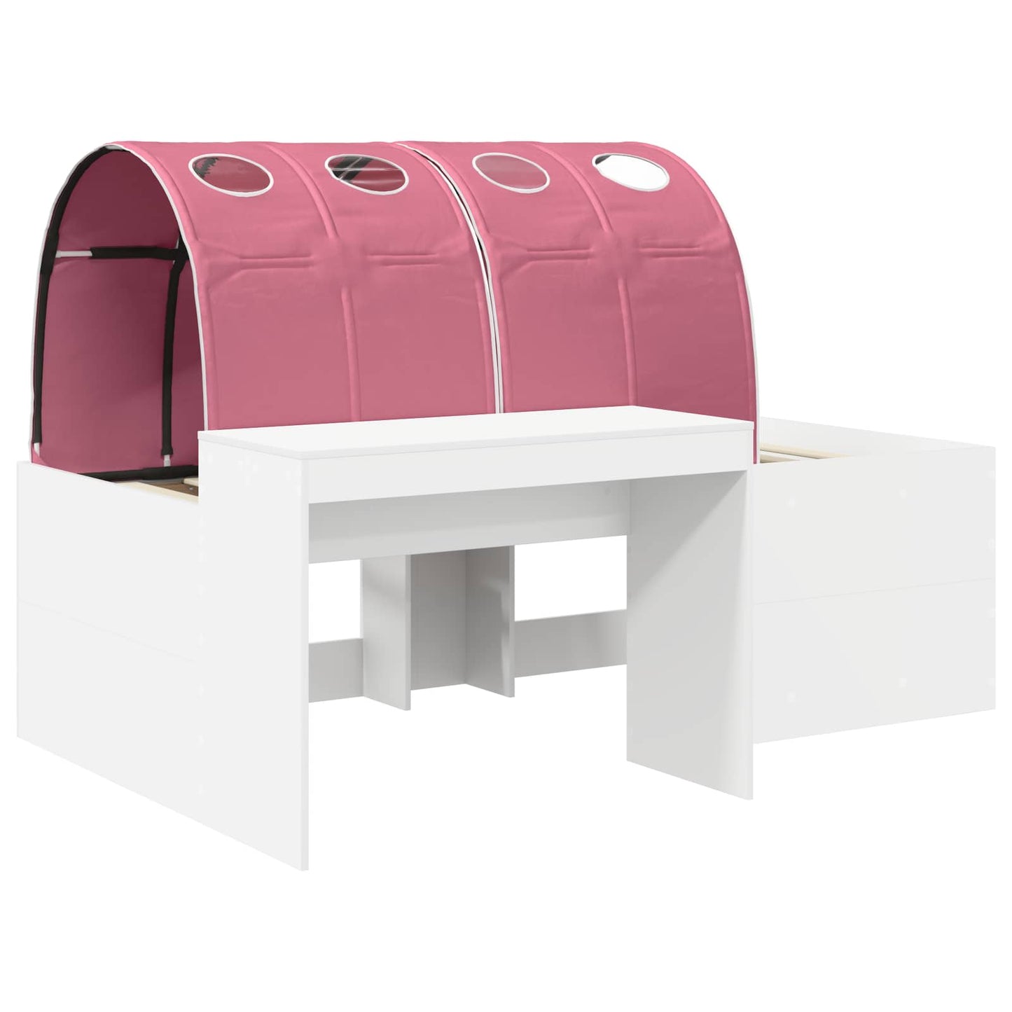 Letto con Tunnel 3 pz Bianco e Rosa Legno multistrato | homemem39