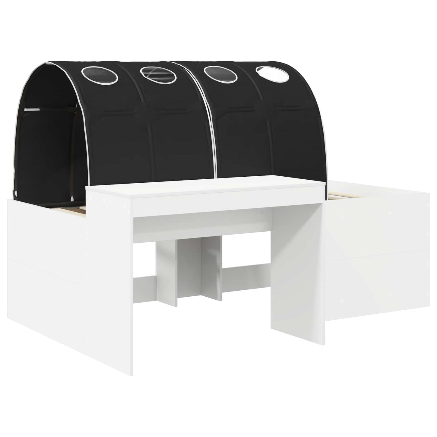 Letto con Tunnel 3 pz Bianco e Nero Legno multistrato | homemem39