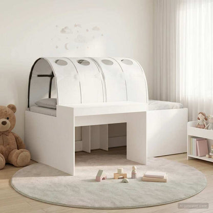 Letto con Tunnel con lo scaffale 3 pz Bianco Legno multistrato | homemem39