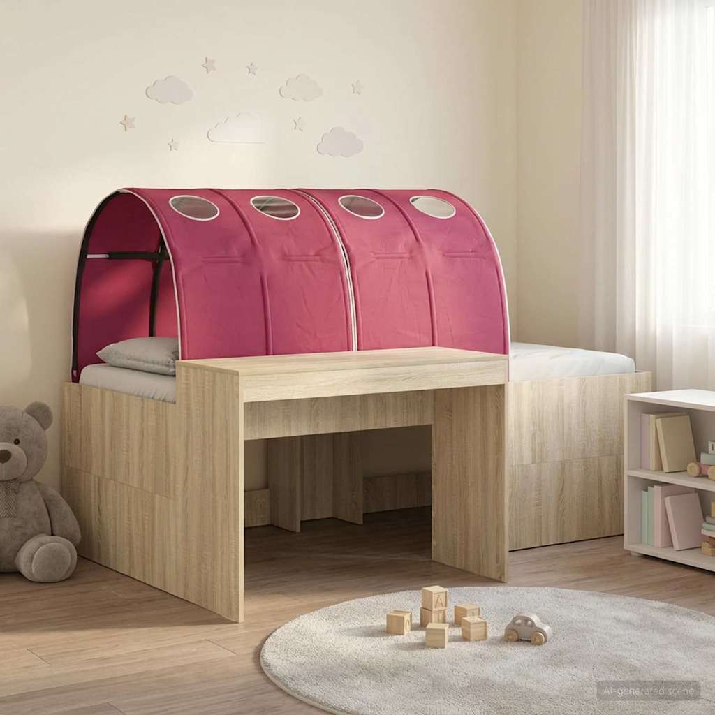 Letto con Tunnel 3 pz Rovere Sonoma e Rosso Legno multistrato | homemem39