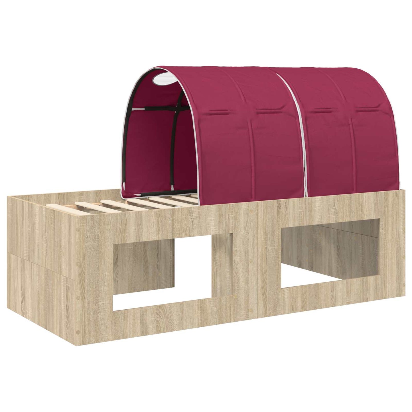 Letto con Tunnel 3 pz Rovere Sonoma e Rosso Legno multistrato | homemem39