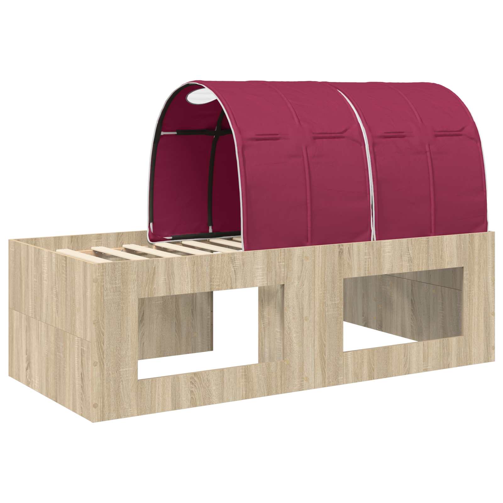Letto con Tunnel 3 pz Rovere Sonoma e Rosso Legno multistrato | homemem39