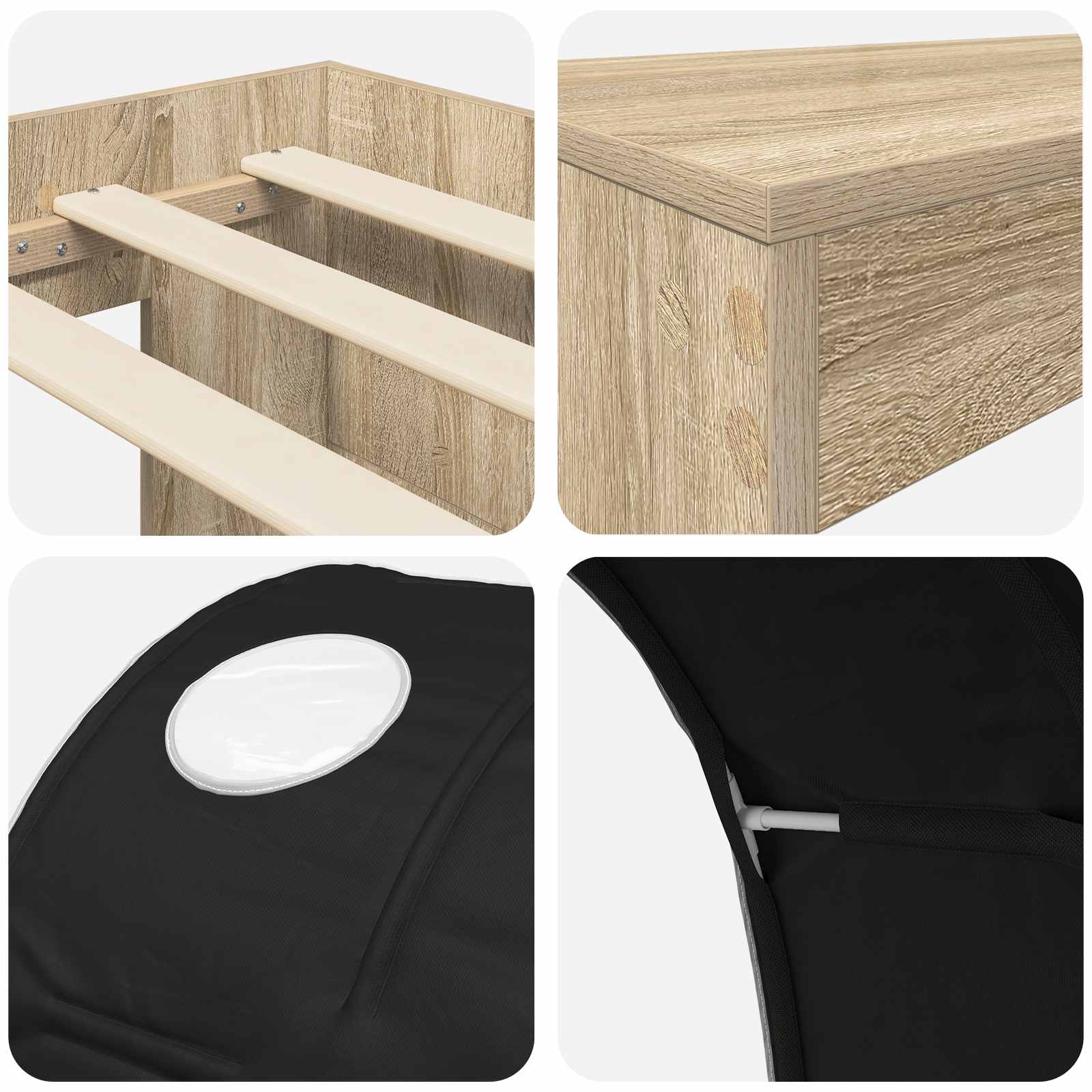 Letto con Tunnel 3 pz Rovere Sonoma e Nero Legno multistrato | homemem39