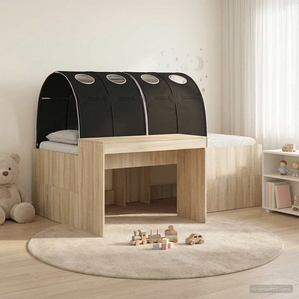 Letto con Tunnel 3 pz Rovere Sonoma e Nero Legno multistrato | homemem39