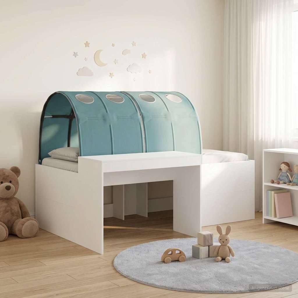 Letto con Tunnel 4 pcs Rovere Artigianale e Blu Chiaro | homemem39