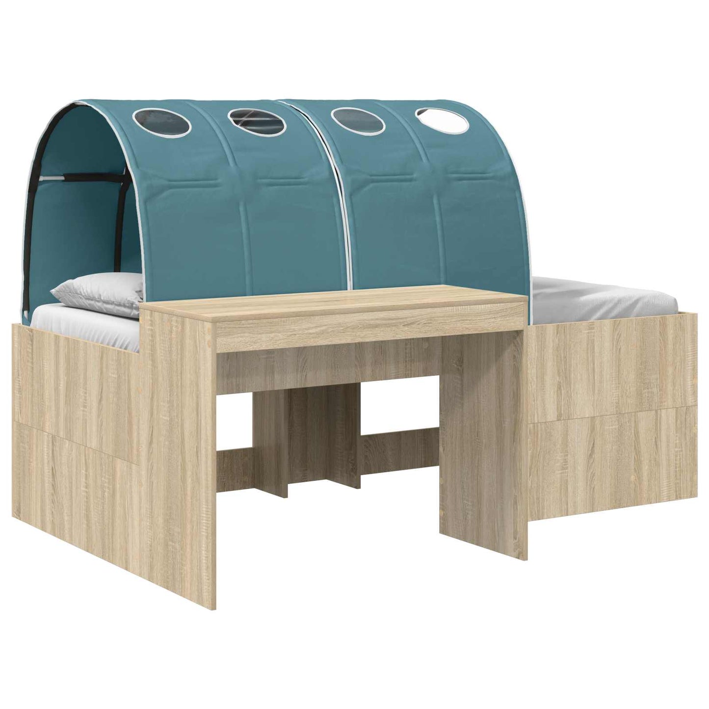 Letto con Tunnel 3 pz Rovere Artigianale e Blu Chiaro | homemem39
