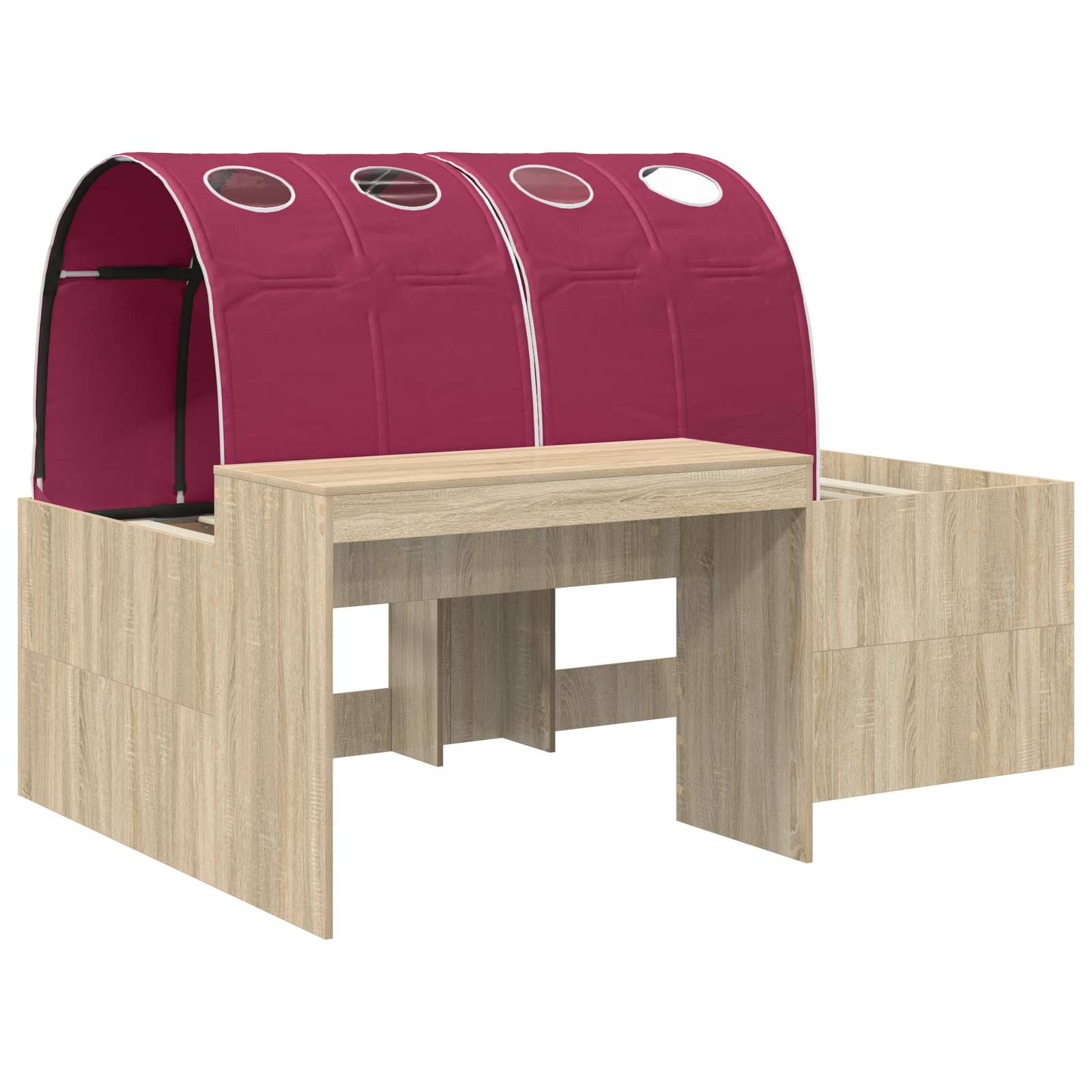 Letto con Tunnel 3 pz Rovere Artigianale e Rosso | homemem39
