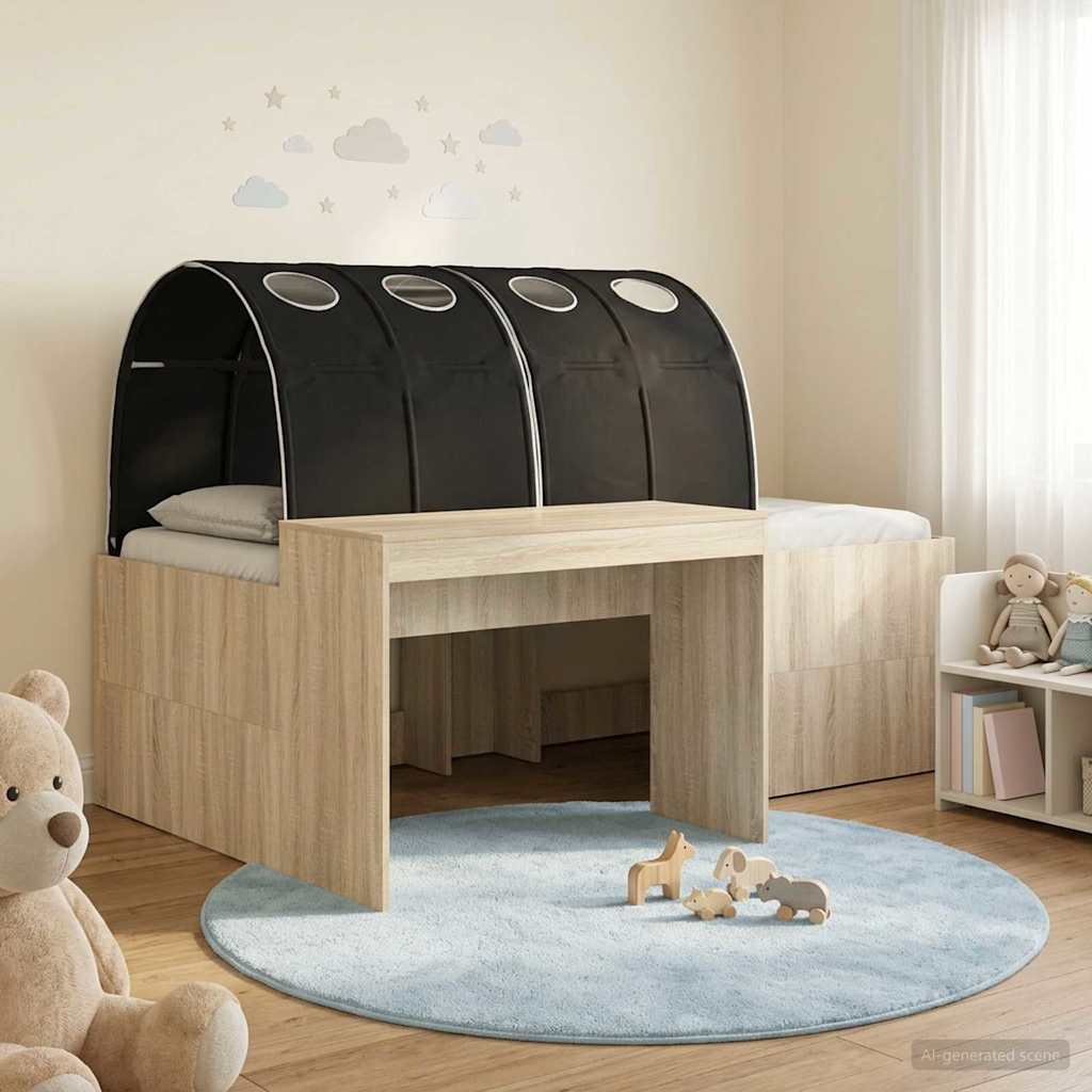 Letto con Tunnel 3 pz Rovere Artigianale e Nero | homemem39