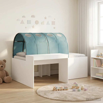 Letto con Tunnel 3 pz Bianco e azzurro Legno ingegnerizzato | homemem39