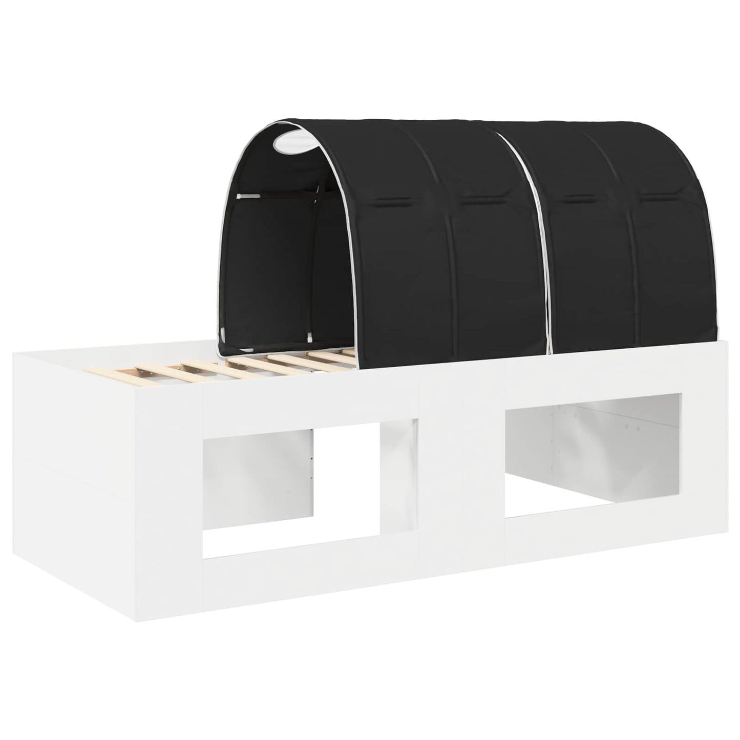 Letto con Tunnel 3 pz Bianco e Nero Legno ingegnerizzato | homemem39