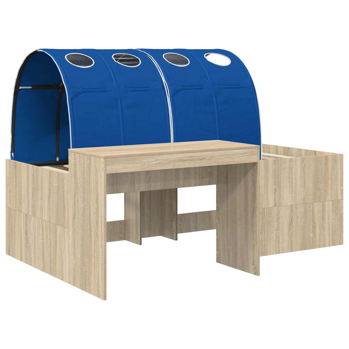 Letto con Tunnel 3 pz Rovere Sonoma e Blu Legno ingegnerizzato