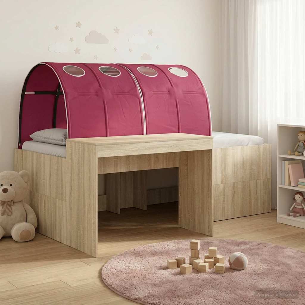 Letto con Tunnel 3 pz Rovere Sonoma e Rosso | homemem39