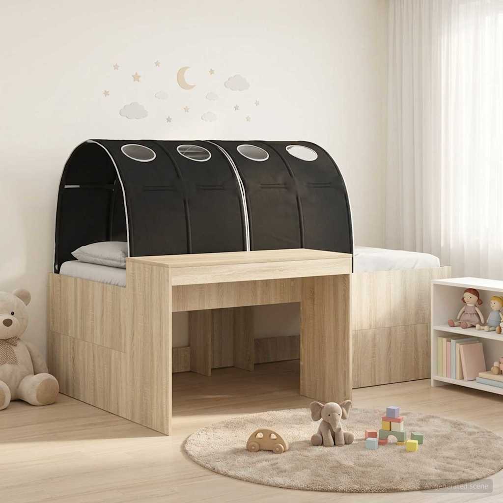 Letto con Tunnel 3 pz Rovere Sonoma e Nero Legno ingegnerizzato | homemem39
