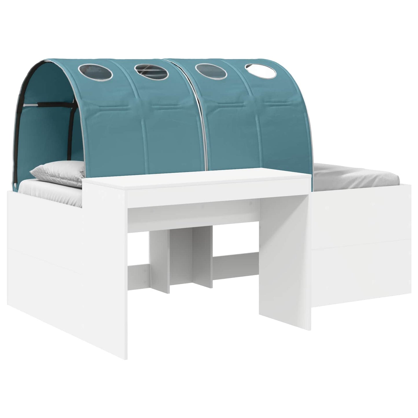 Letto alto per bambini con scrivania 3 pz Bianco e azzurro | homemem39