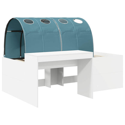 Letto alto per bambini con scrivania 3 pz Bianco e azzurro | homemem39