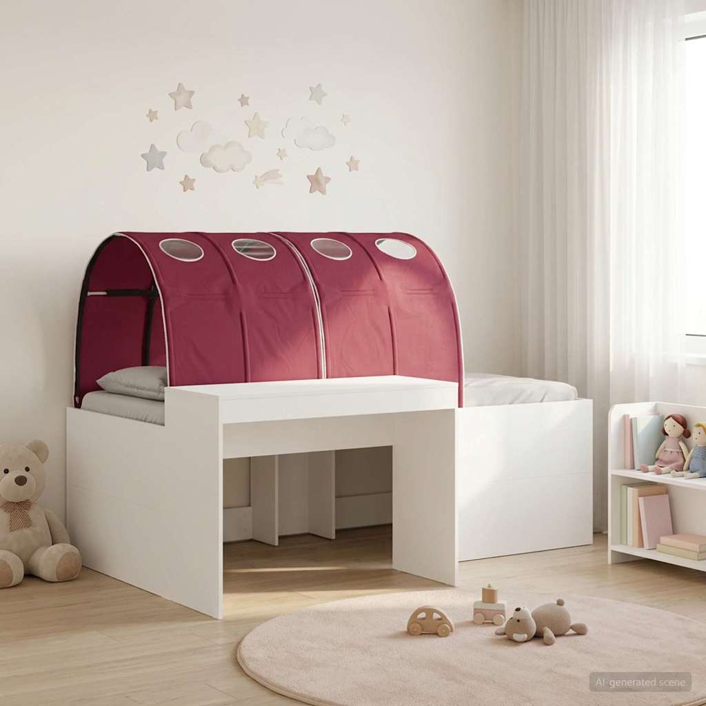 Letto alto per bambini con scrivania 3 pz Bianco e Rosso | homemem39