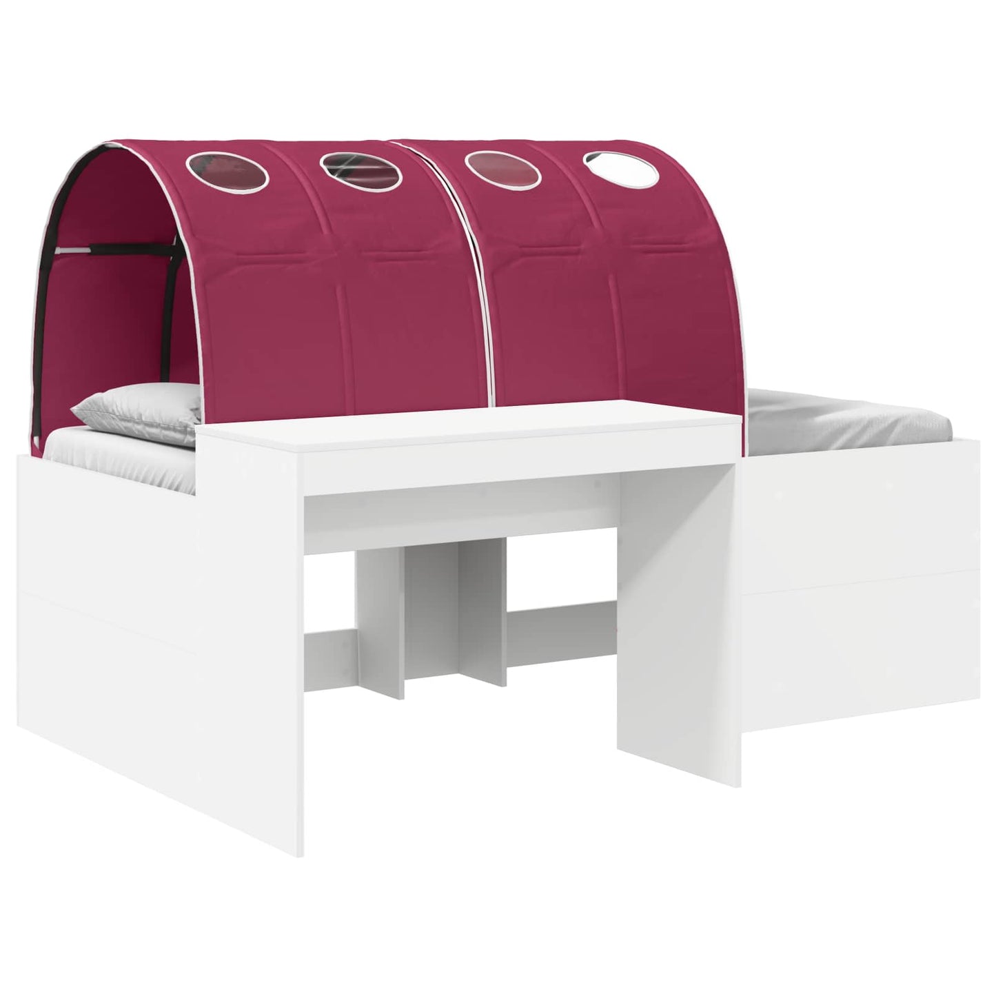 Letto alto per bambini con scrivania 3 pz Bianco e Rosso | homemem39