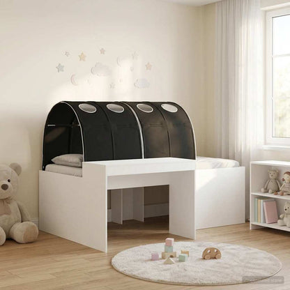 Letto alto per bambini con scrivania 3 pz Bianco e Nero | homemem39