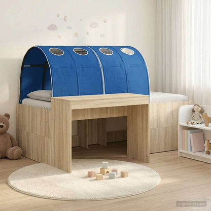 Letto alto per bambini con scrivania 3 pz Rovere Sonoma e Blu | homemem39